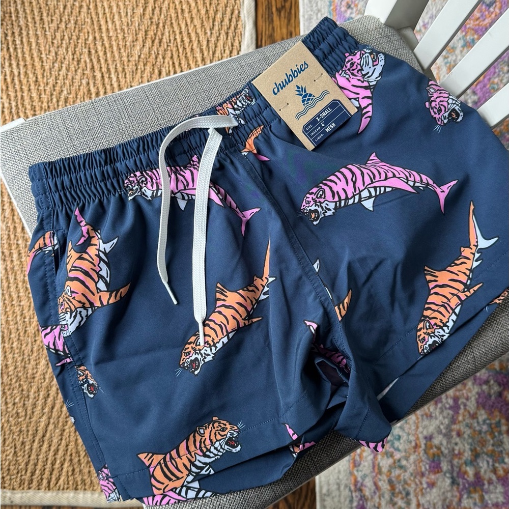 Chubbies Blue Shorts with Tiger Shark Design